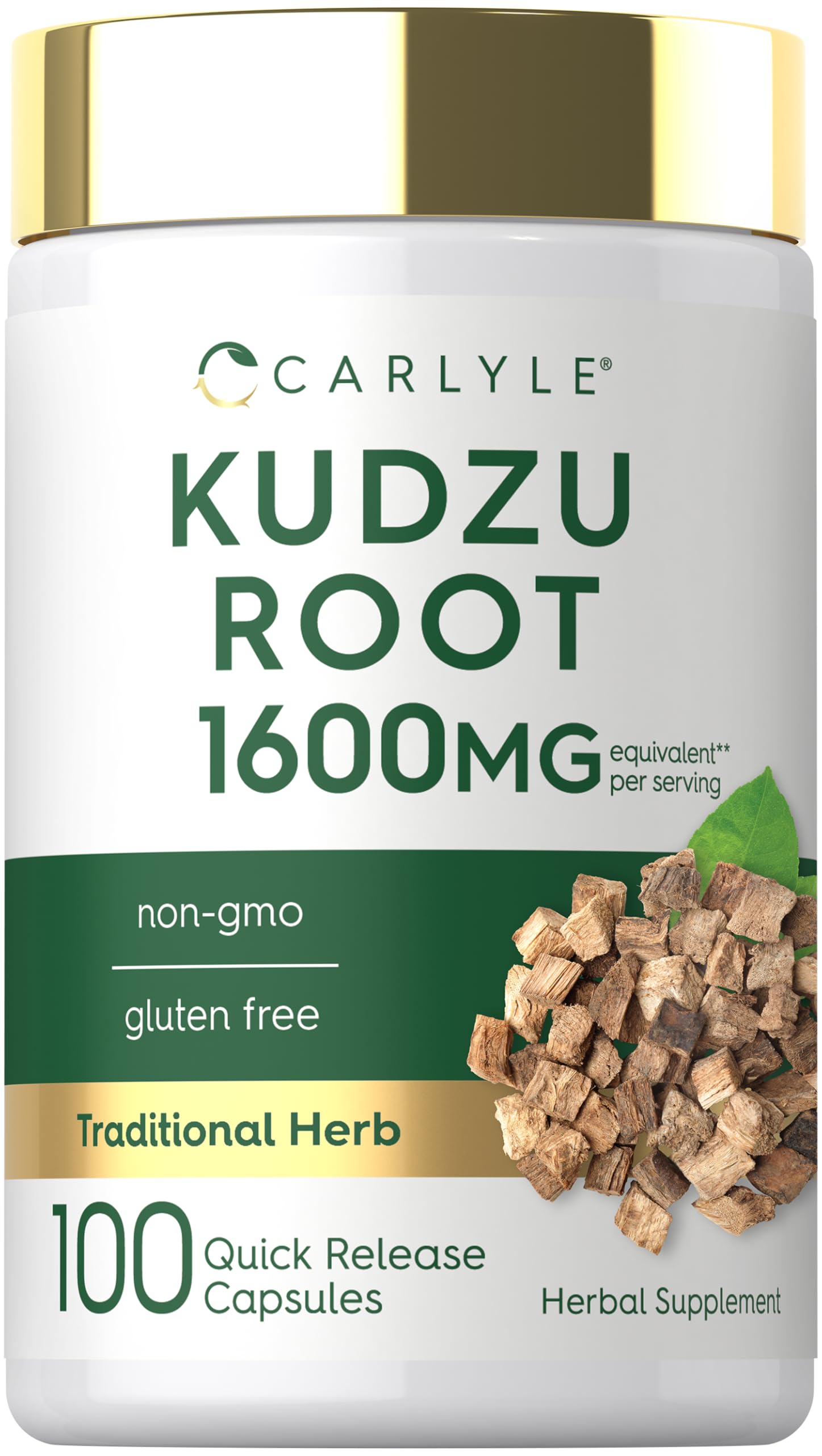 Carlyle frasco frontal de Kudzu Root mostrando diseño y cantidad