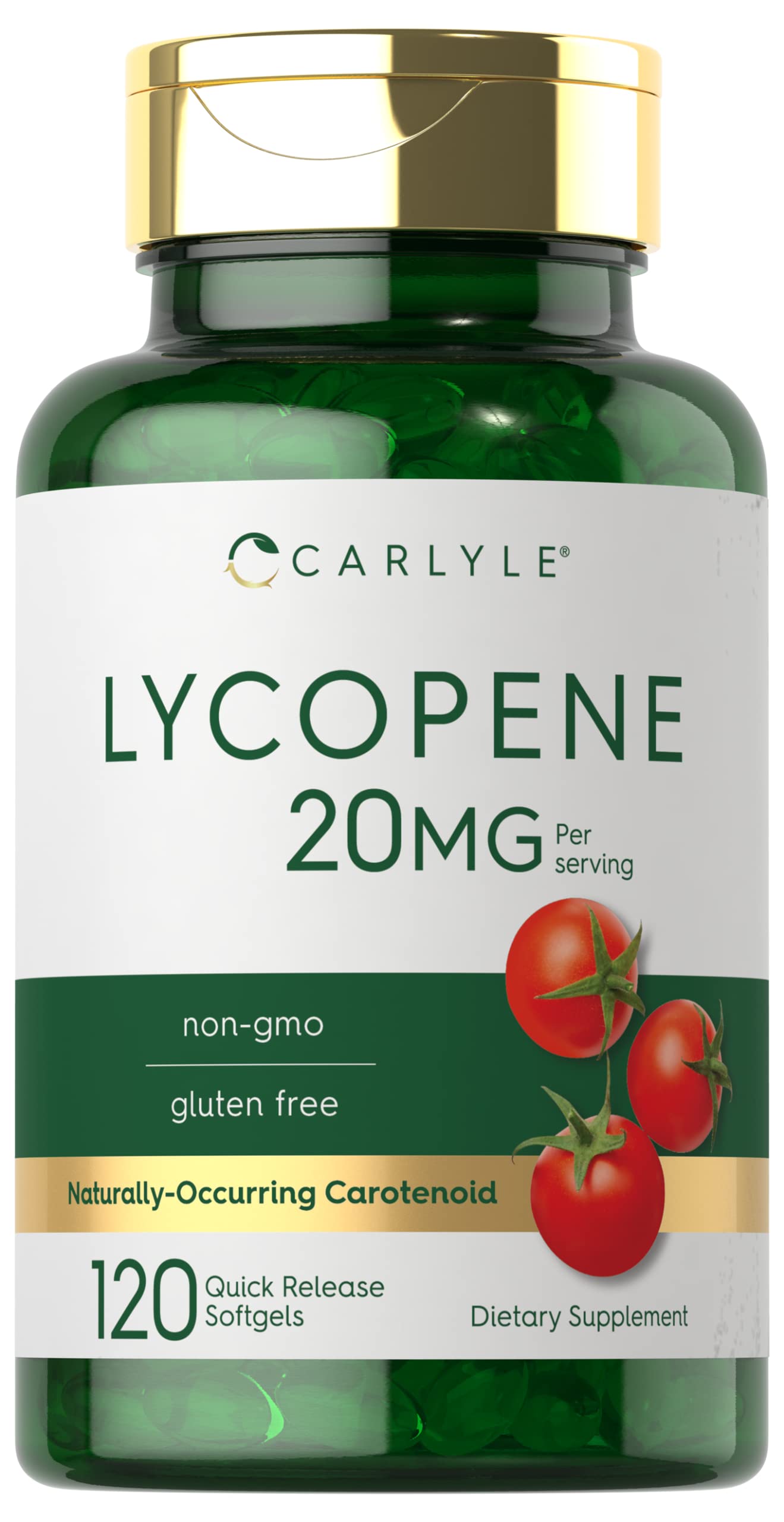 Carlyle frasco frontal mostrando 120 softgels y beneficios