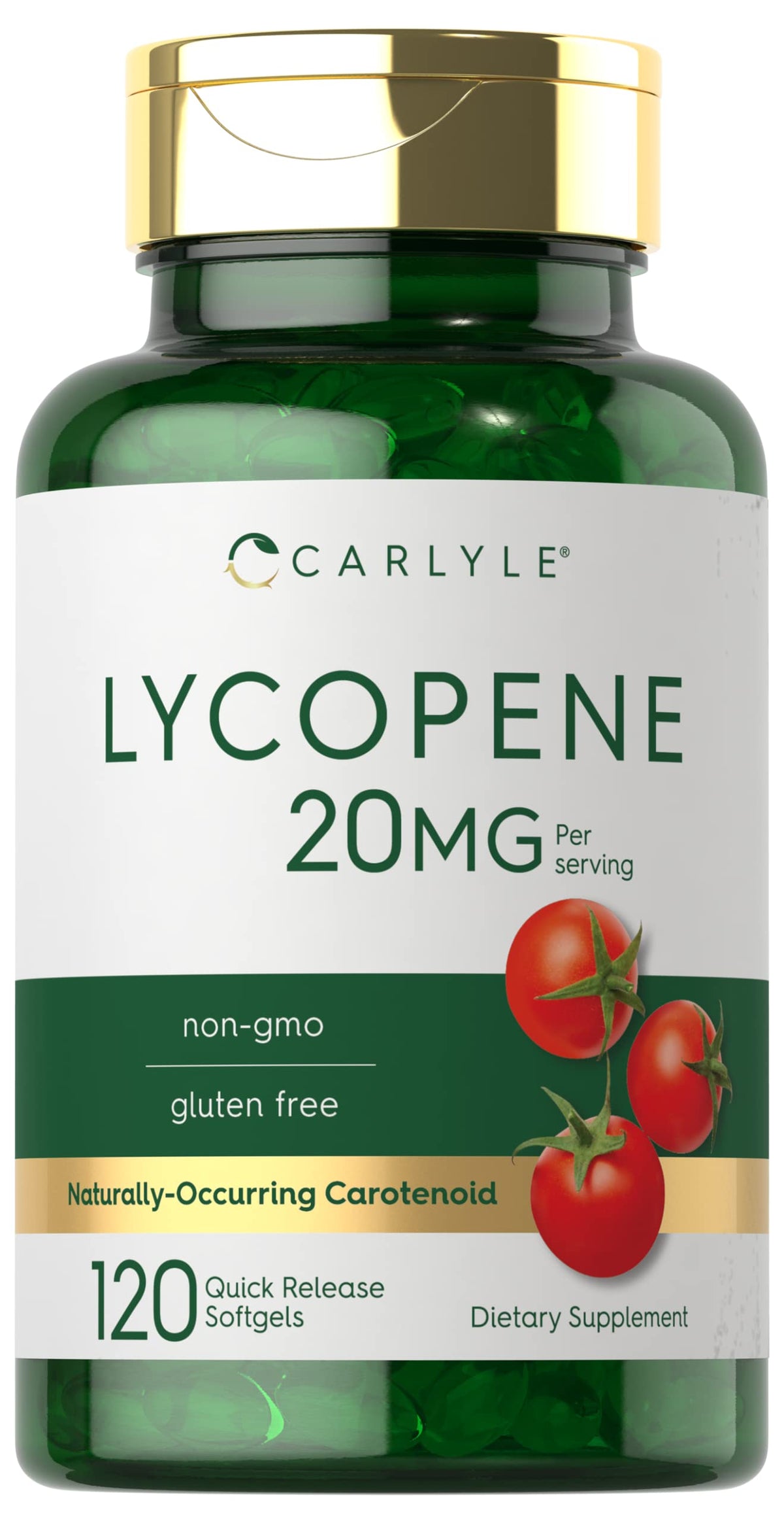 Carlyle frasco frontal mostrando 120 softgels y beneficios