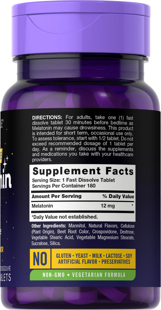 Carlyle melatonin etiqueta con información de ingredientes y garantías