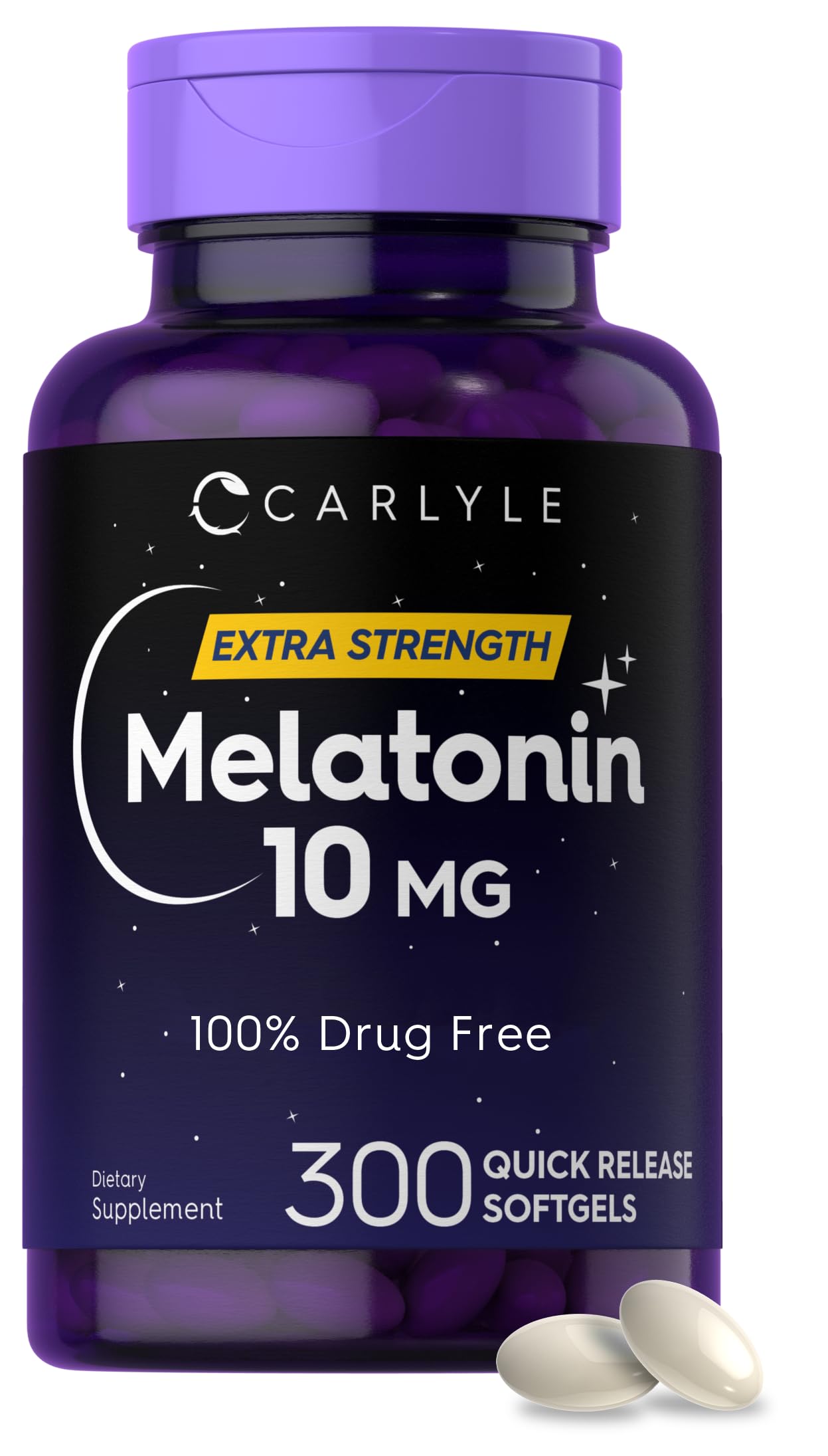 Carlyle frasco frontal mostrando 300 softgels y etiqueta clara beneficio facilidad