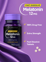 Carlyle melatonin detalle de tableta disolviéndose para fácil administración