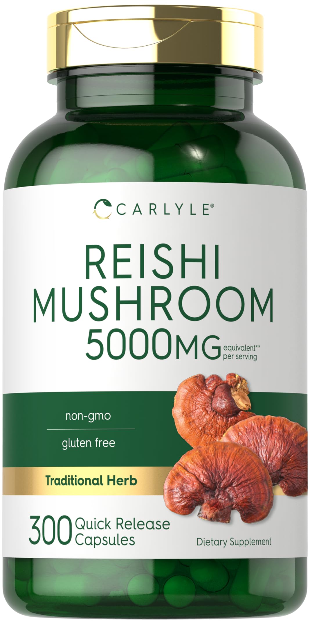 Carlyle reishi frontal mostrando envase y cantidad 300 para compra prolongada