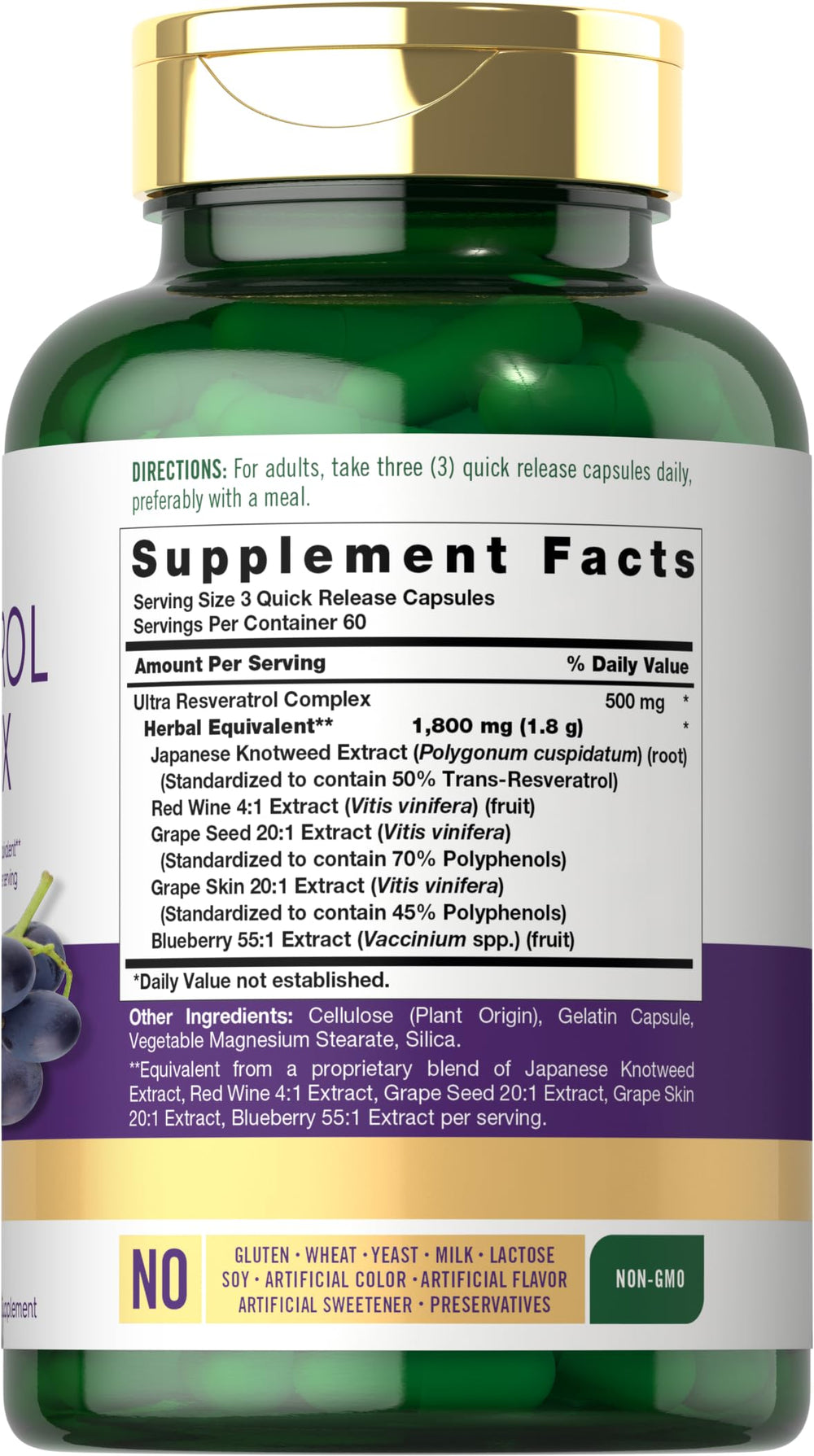Cápsulas de Carlyle Resveratrol Complex en mano, tamaño cómodo para tomar