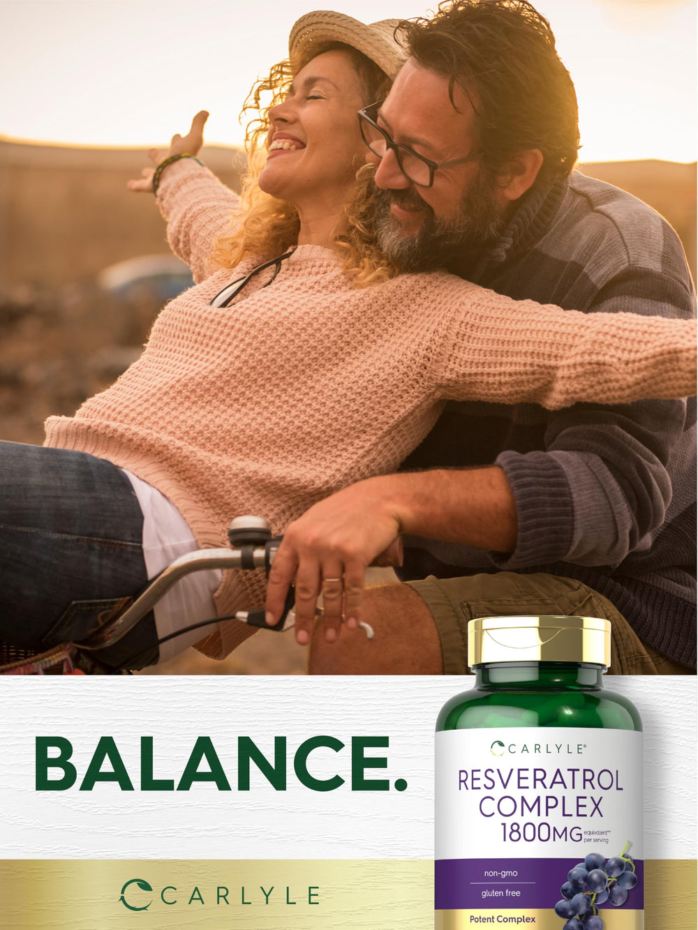Detalle de la etiqueta nutricional de Carlyle Resveratrol Complex que muestra ingredientes claros