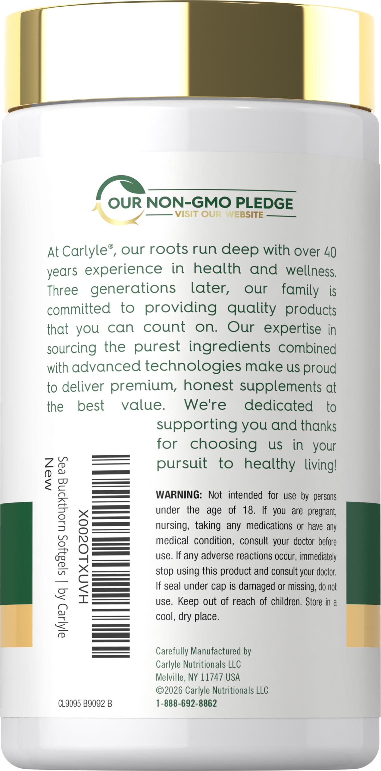 Carlyle softgel en primer plano mostrando textura suave y transparencia