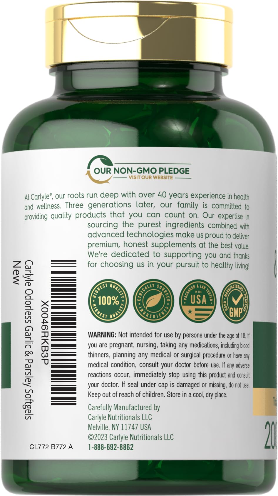 Carlyle primer plano de softgel que resalta textura suave