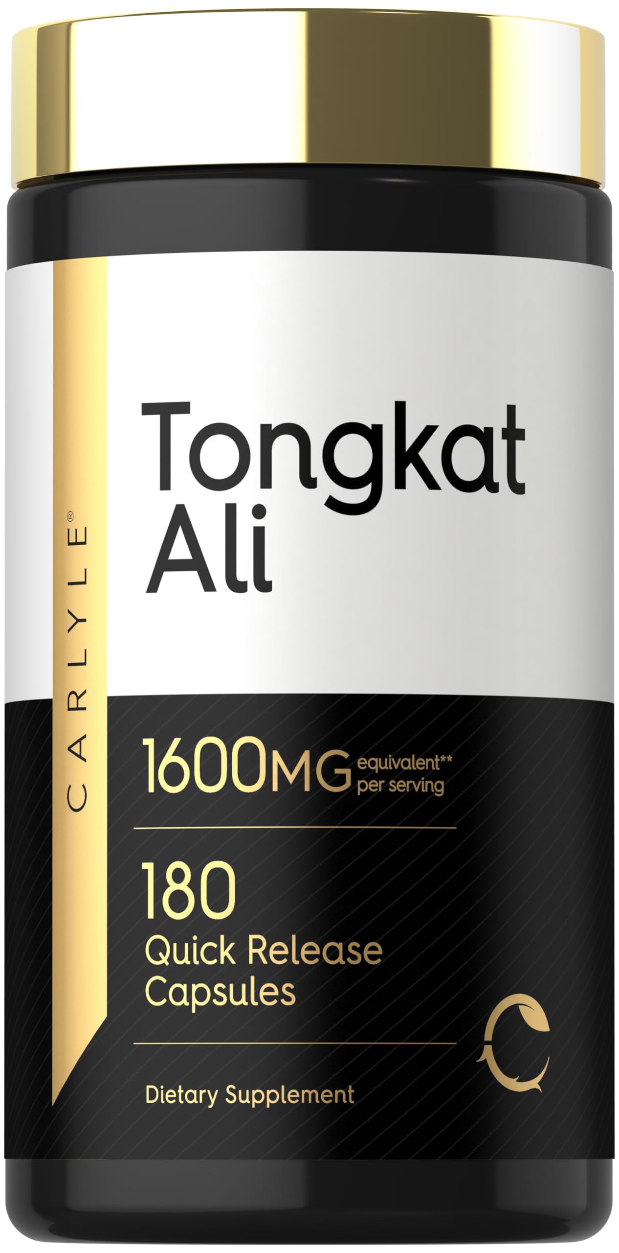Carlyle Tongkat Ali frasco frontal mostrando etiqueta y cantidad para confianza