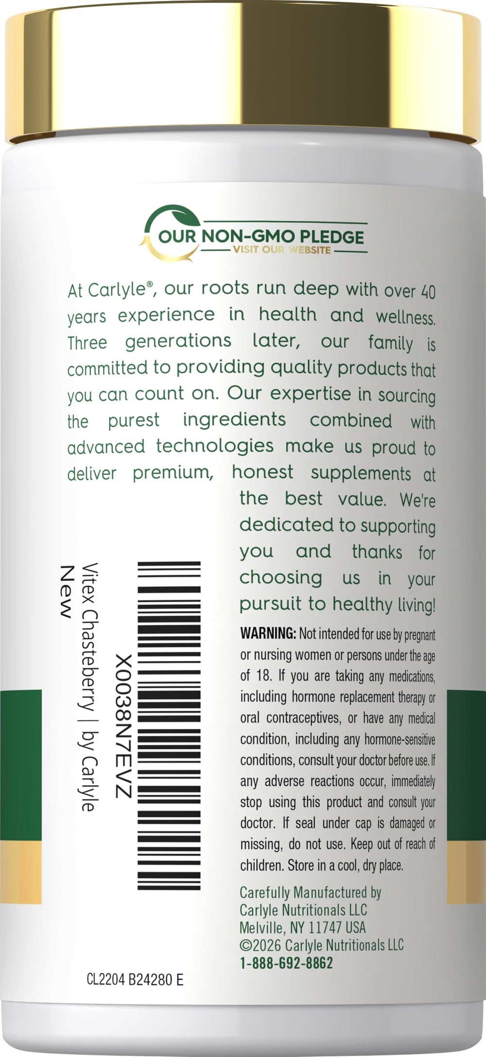 Carlyle etiqueta con información nutricional y lista de ingredientes clara