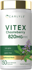 Carlyle envase frontal del suplemento vitex mostrando diseño y cantidad