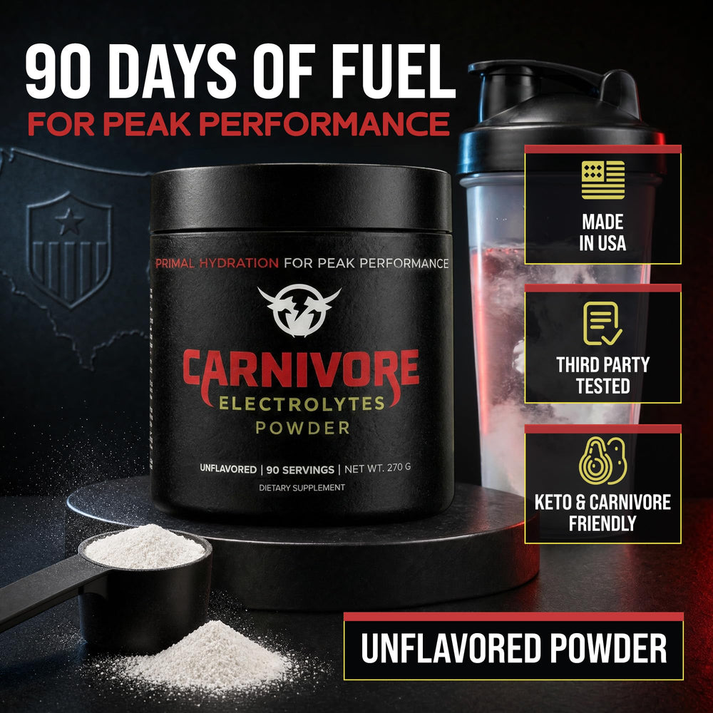 Carnivore Electrolytes comparación de tamaño en mano, envase portátil