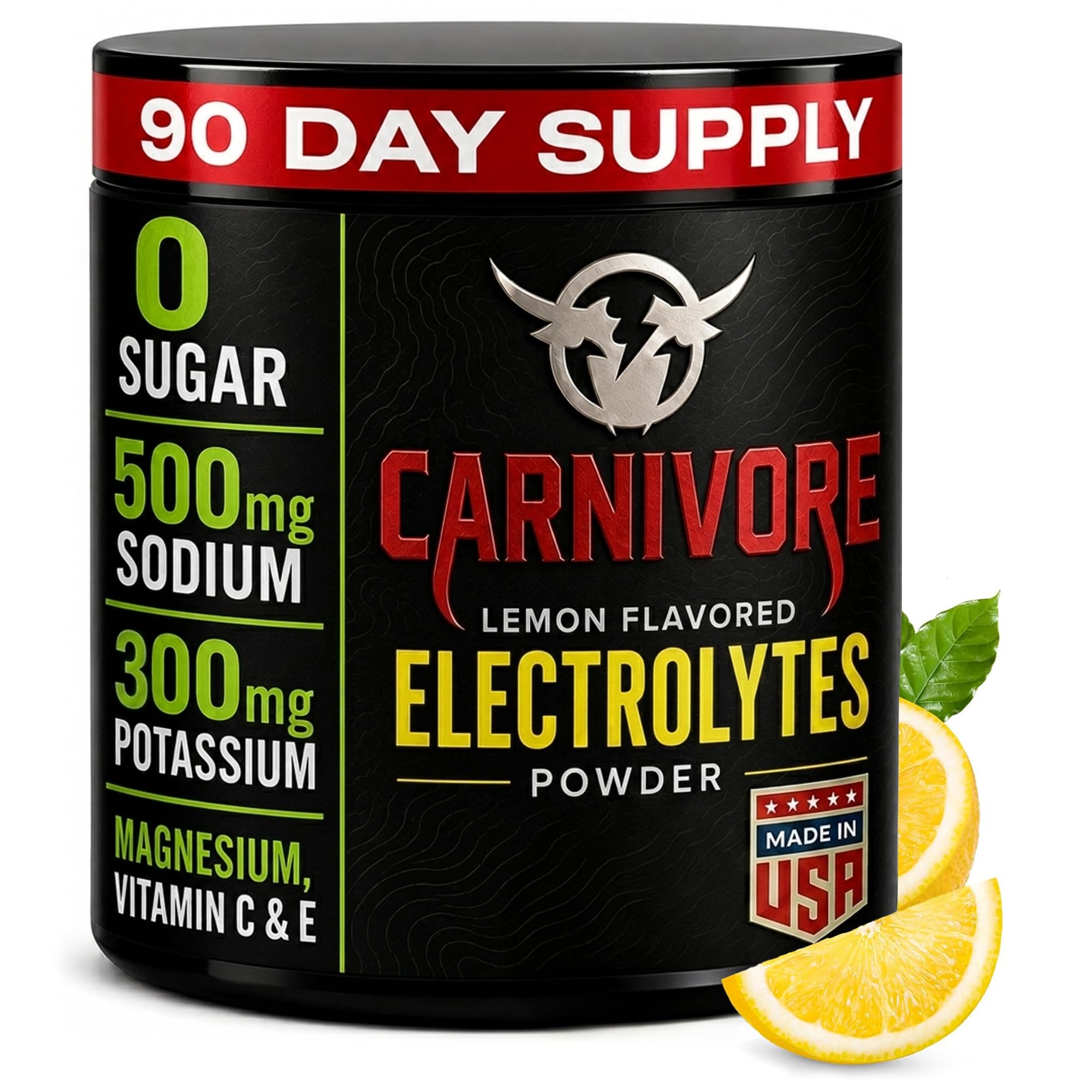 Carnivore Electrolytes frasco frontal mostrando la marca y beneficio hidratación