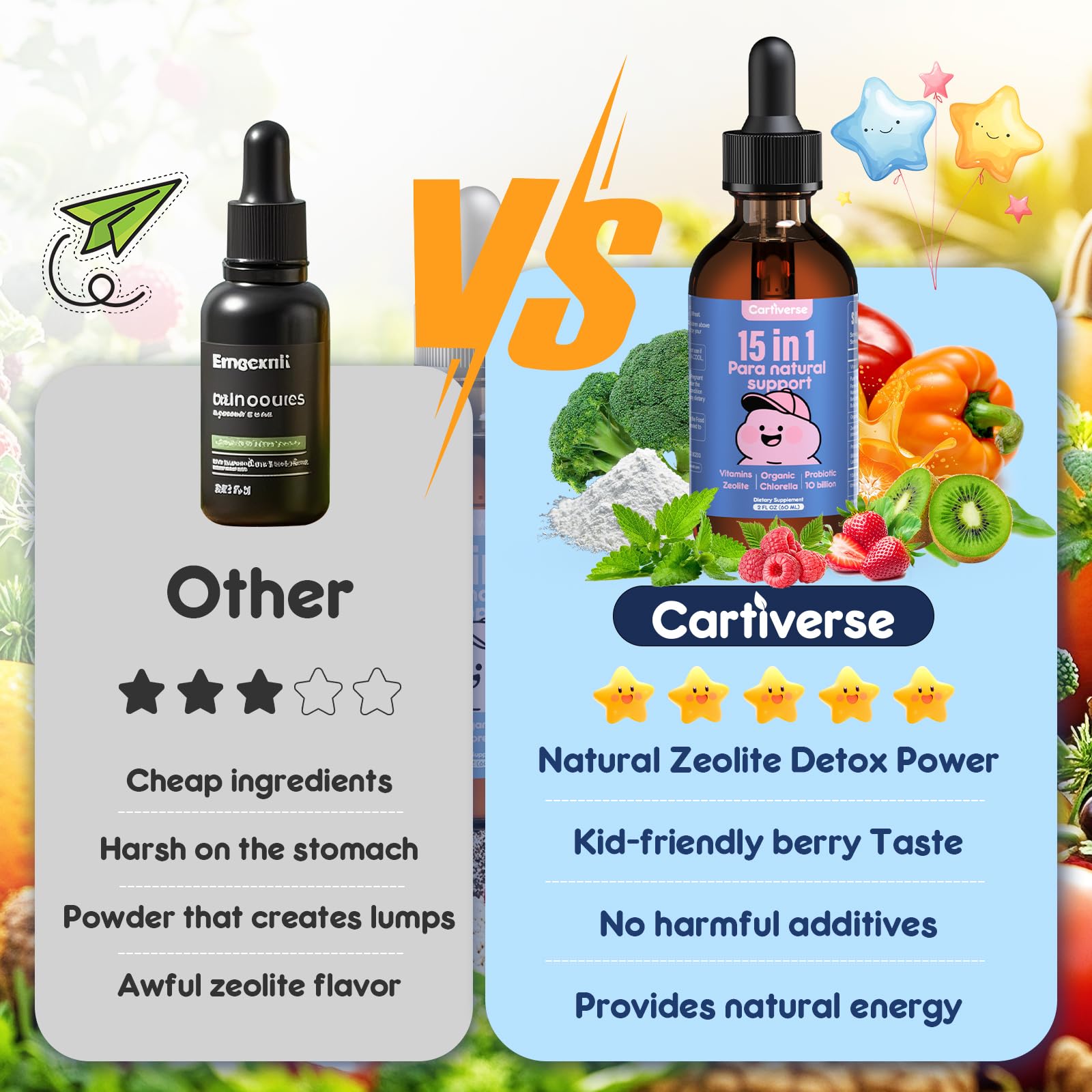 Cartiverse sedimento natural en la botella que indica pureza
