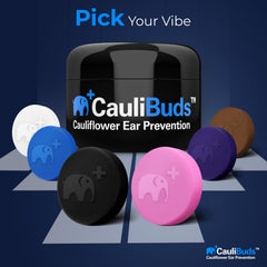 CauliBuds comparación de tamaño con mano muestra ajuste preciso y portabilidad