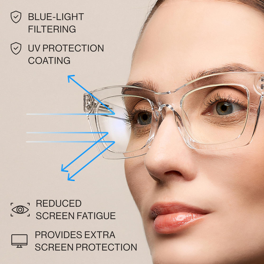 CCVOO mujer leyendo un libro con gafas, facilita lectura cercana