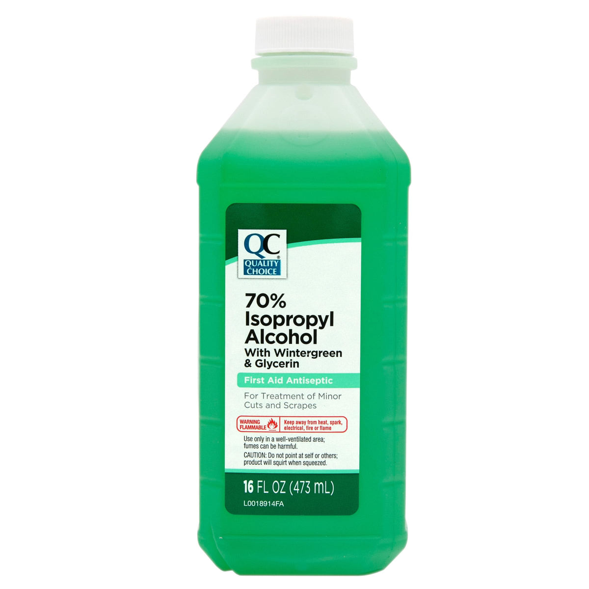 CDMA QC botella frontal 16 oz mostrando etiqueta y uso doméstico