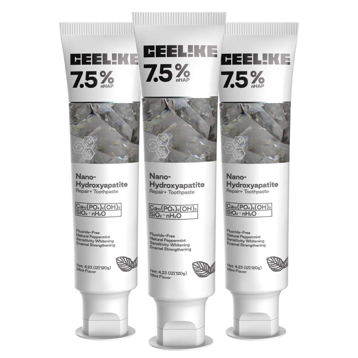 CEELIKE tubo frontal 120 g mostrando la marca y protección del esmalte