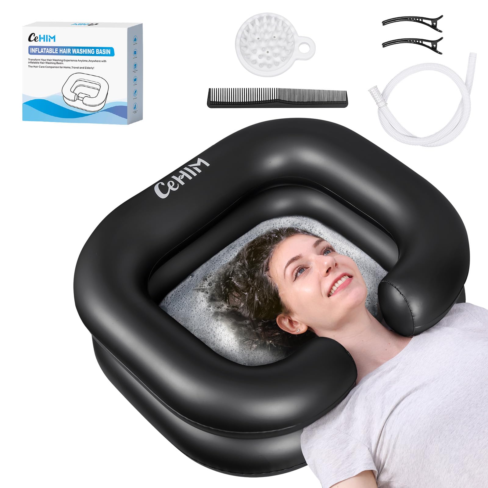 Cehim cuenca inflable frontal mostrando forma y color negro para menor visibilidad de manchas