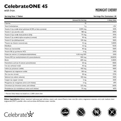 Celebrate Vitamins etiqueta detallada con nutrientes de alta biodisponibilidad