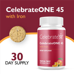 Celebrate Bariatric Supplements primer plano del masticable Tropical Twist textura suave y apetecible