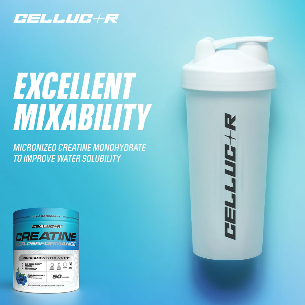 Cellucor frasco abierto con polvo visto desde arriba, almacenaje sencillo