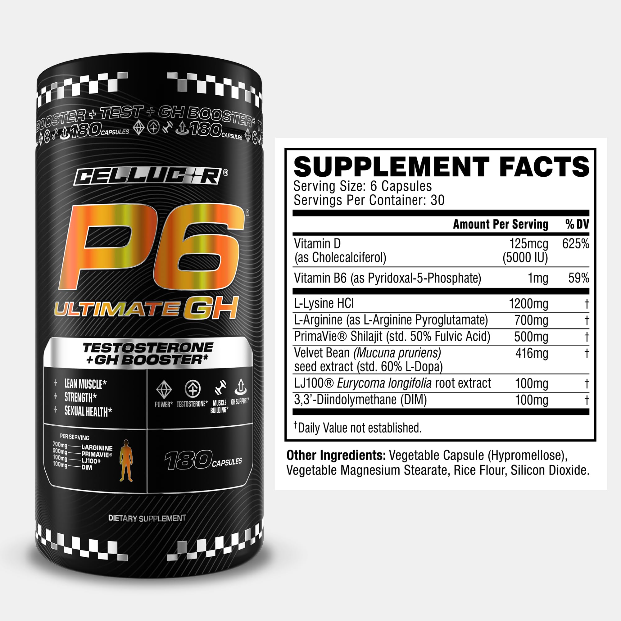 Close-up de las cápsulas Cellucor P6 destacando textura y calidad