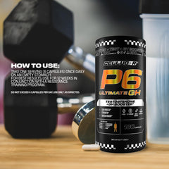 Escena de gimnasio con Cellucor P6 indicando apoyo a entrenamiento