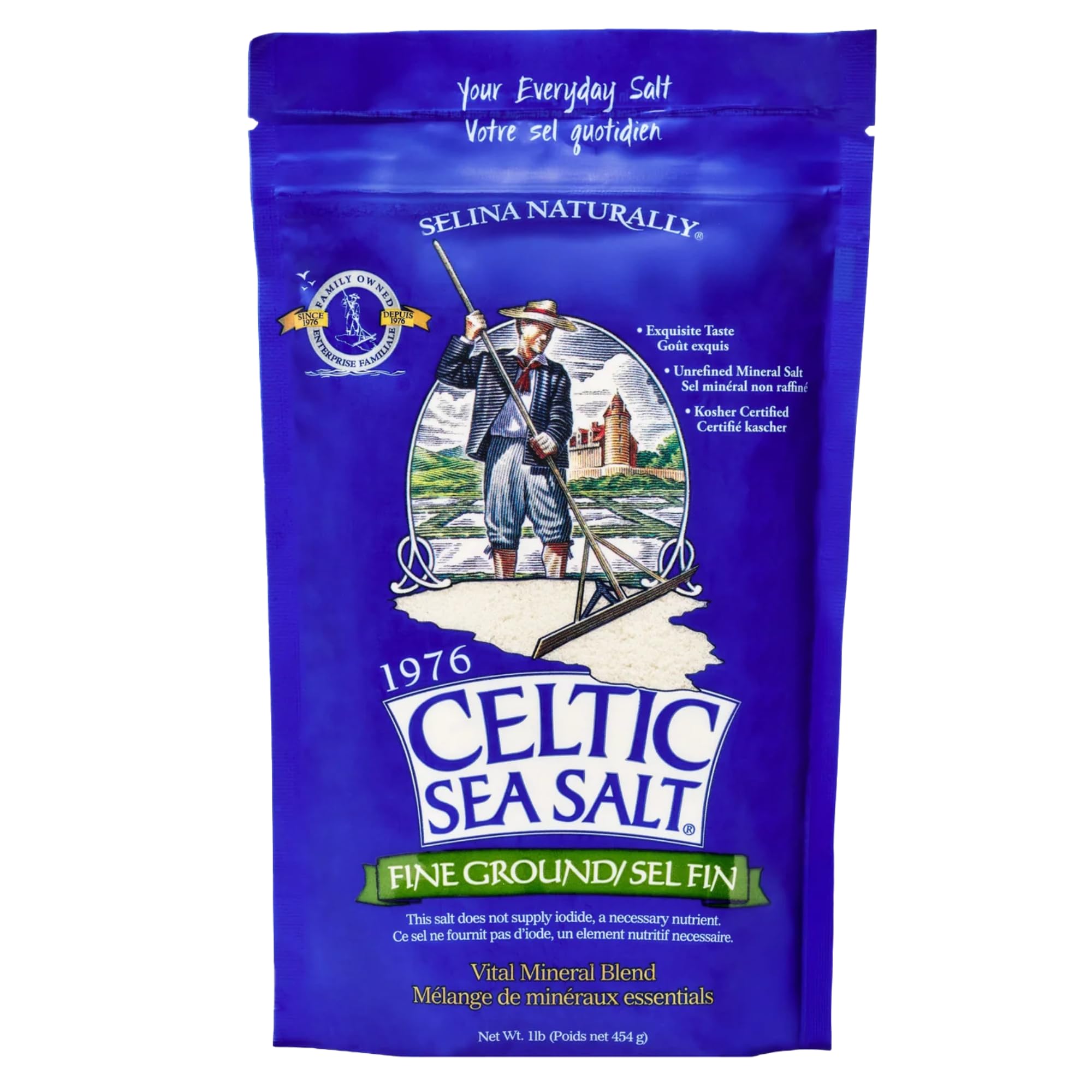 Celtic Sea Salt frente del envase, presentación clara y práctica