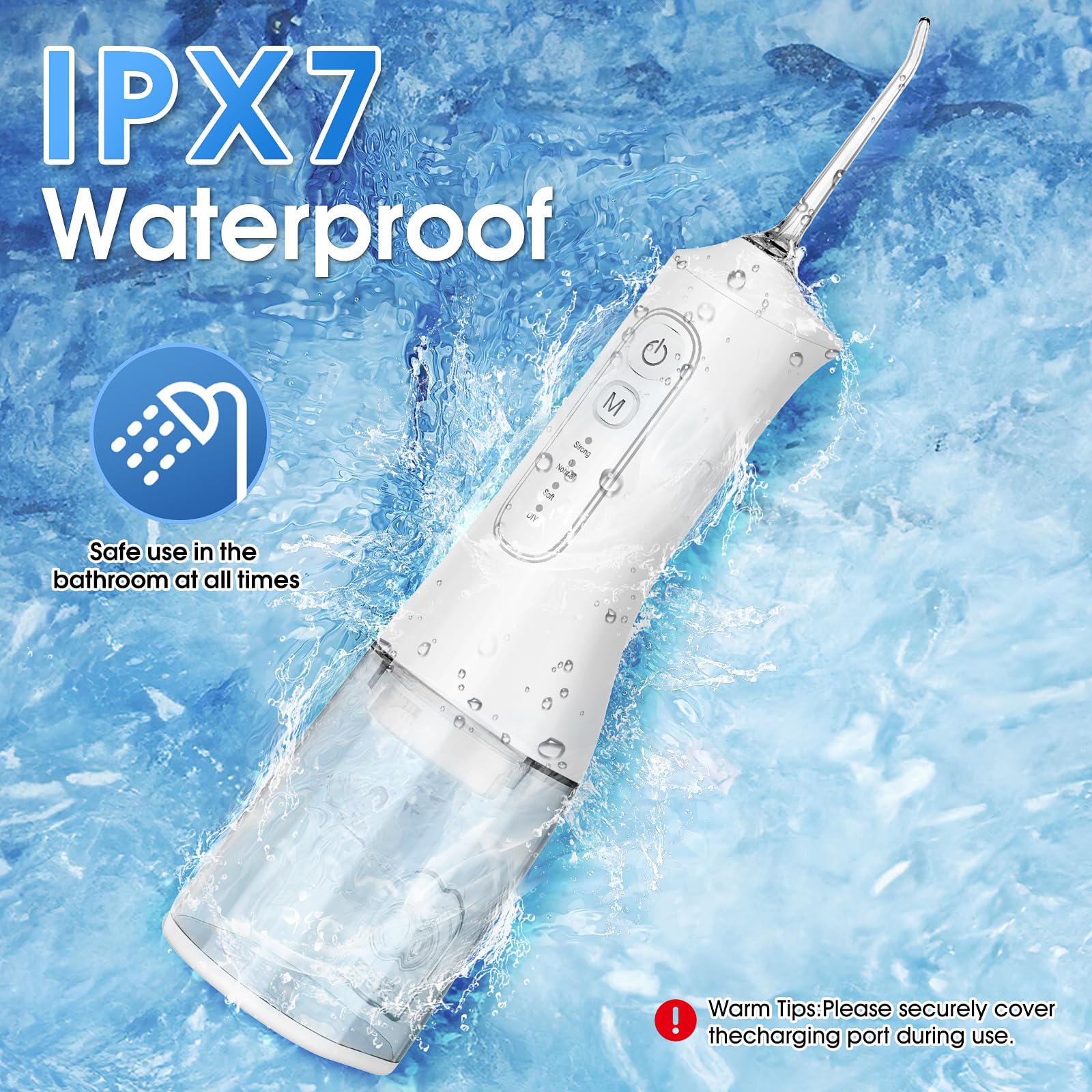 Cemobene bajo la ducha demostrando protección IPX7 segura