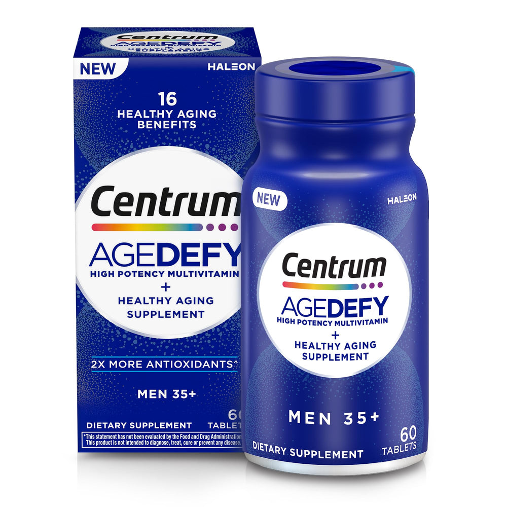 Centrum Age Defy frontal mostrando el envase y beneficios visibles