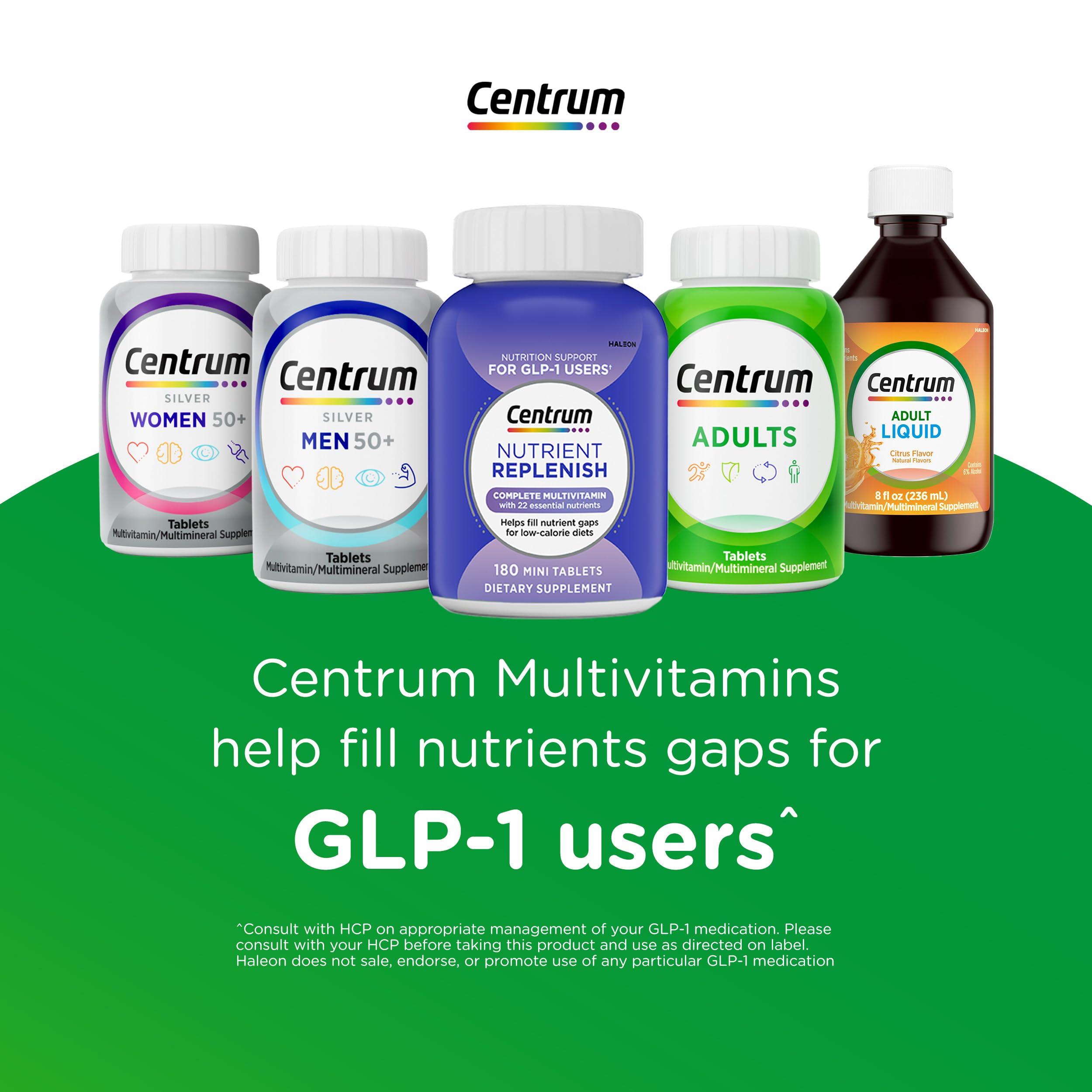 Centrum envase lateral con información nutricional clara y completa