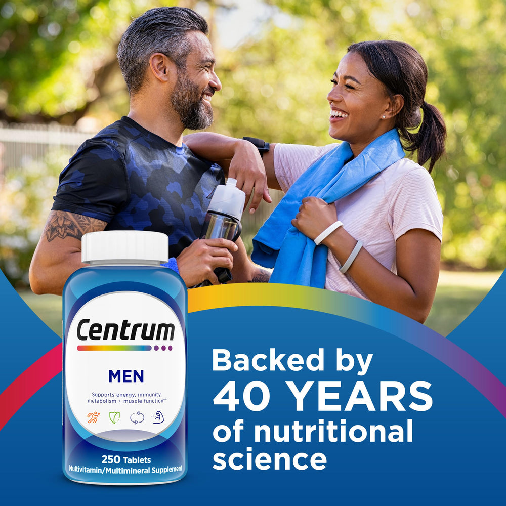 Centrum etiqueta nutricional detalle con información de vitaminas y minerales
