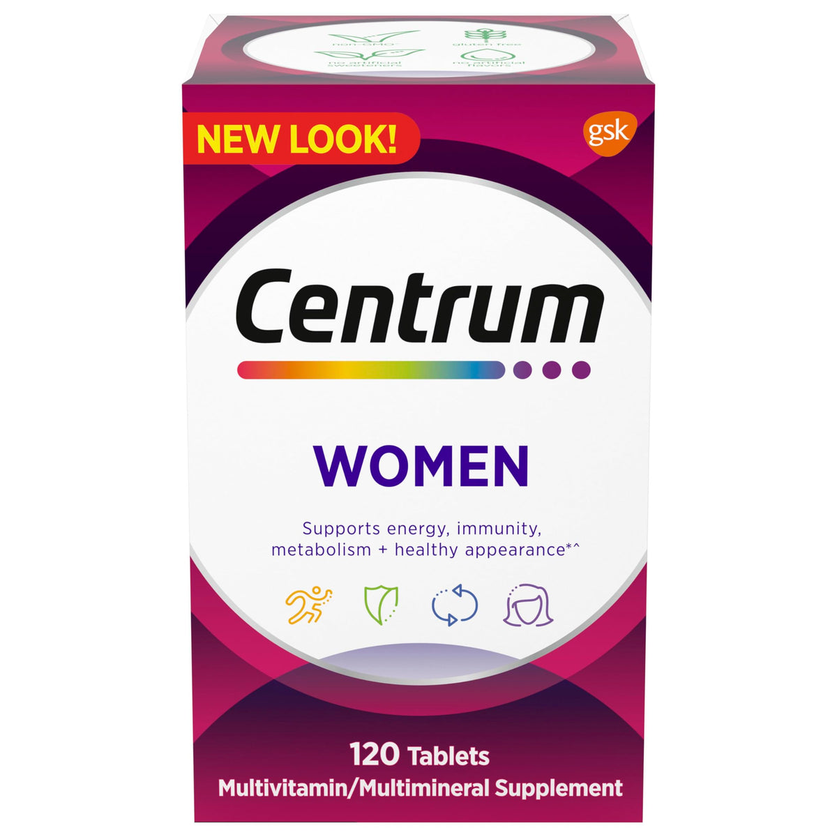 Centrum frasco frontal mostrando etiqueta clara y beneficios visibles
