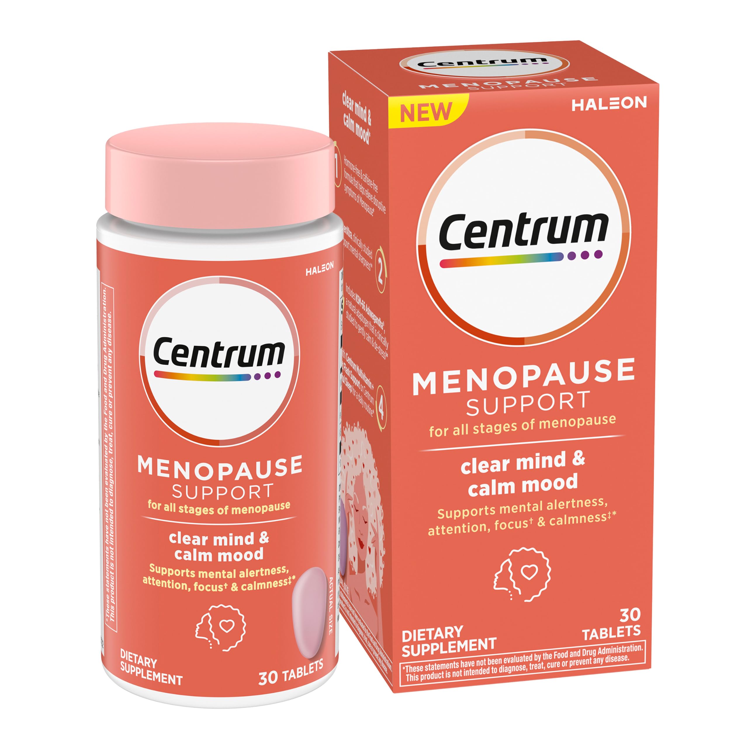 Centrum empaque frontal mostrando nombre y beneficio para concentración
