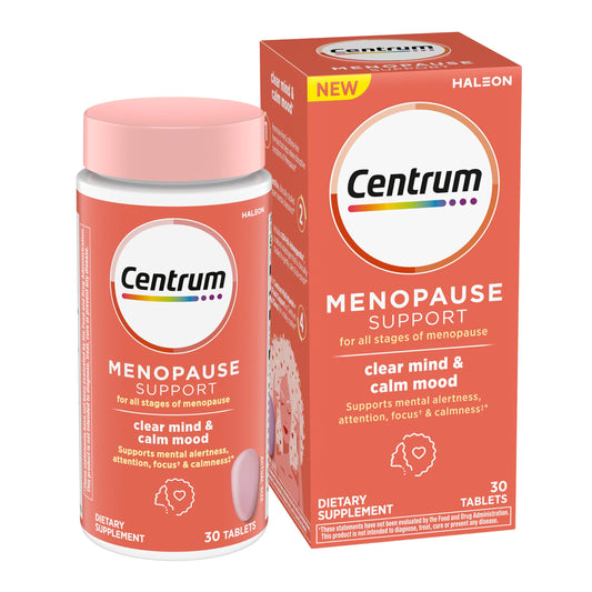 Centrum empaque frontal mostrando nombre y beneficio para concentración