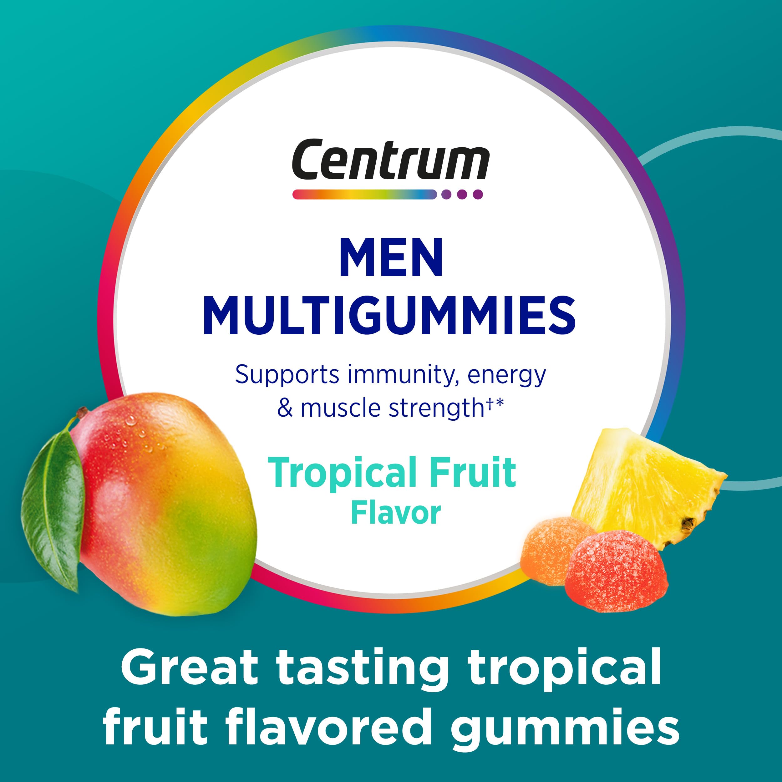 Centrum gomitas sobre mesa de desayuno mostrando uso cotidiano y conveniencia