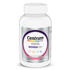 Centrum Minis Silver frontal de botella mostrando diseño y cantidad
