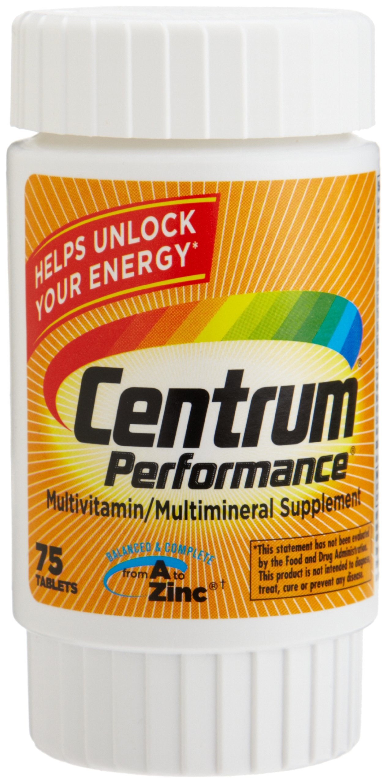 Centrum Performance frasco frente mostrando etiqueta y beneficios energéticos
