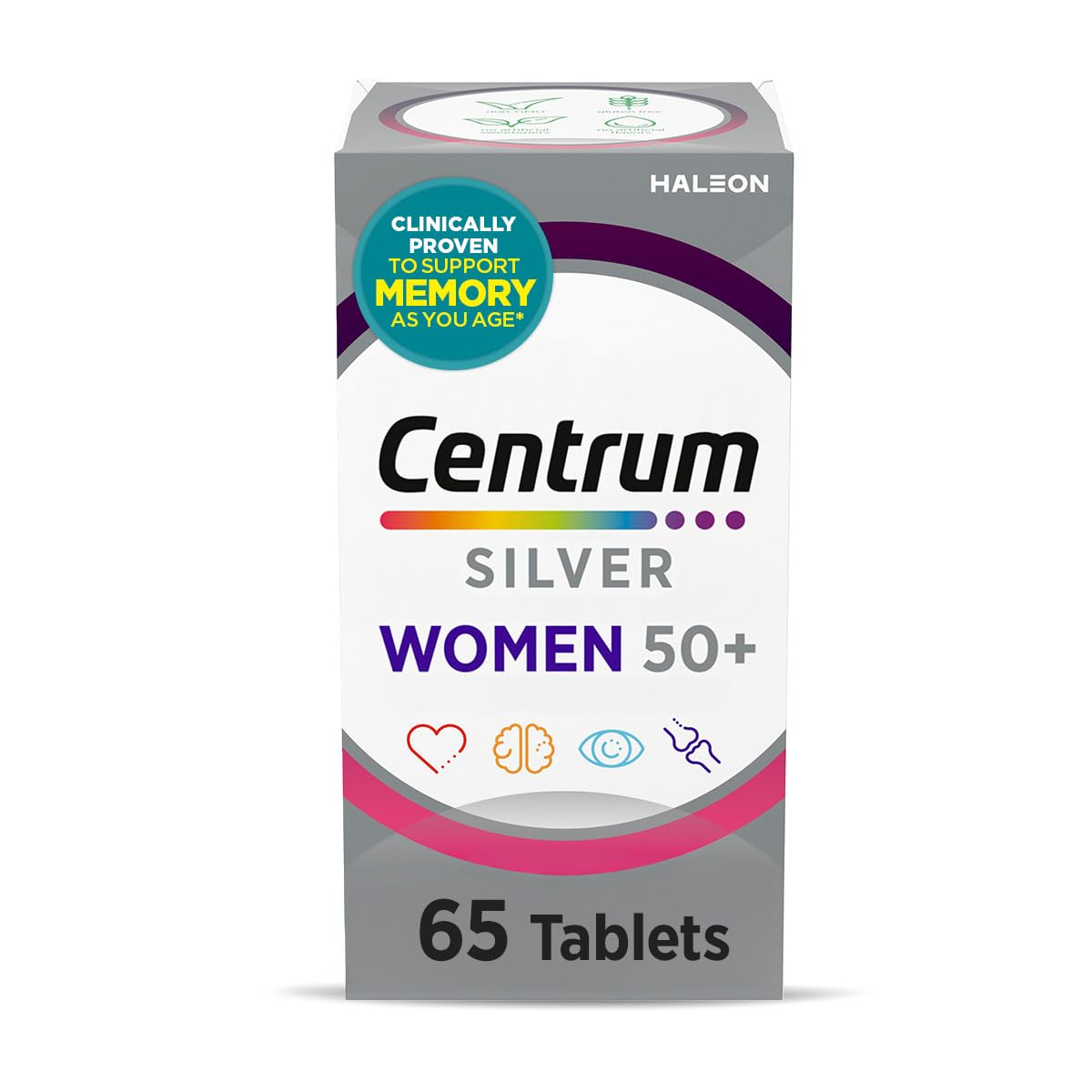 Centrum Silver frontal del envase mostrando la marca y beneficios