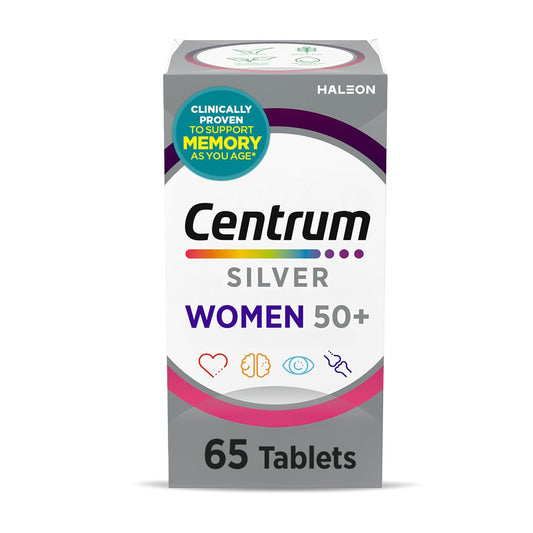Centrum Silver frontal del envase mostrando la marca y beneficios