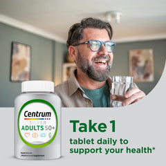 Centrum Silver etiqueta con lista de ingredientes clave para apoyo óseo y ocular