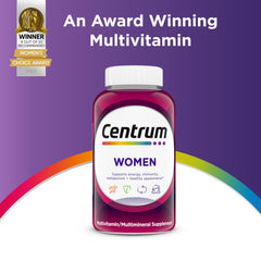 Centrum tableta junto a vaso de agua para toma diaria sencilla