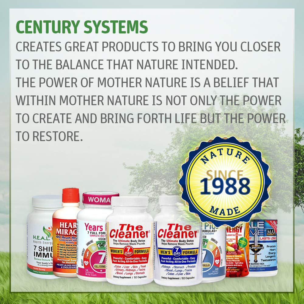 Century Systems etiqueta de ingredientes resaltando vitaminas y minerales balanceados