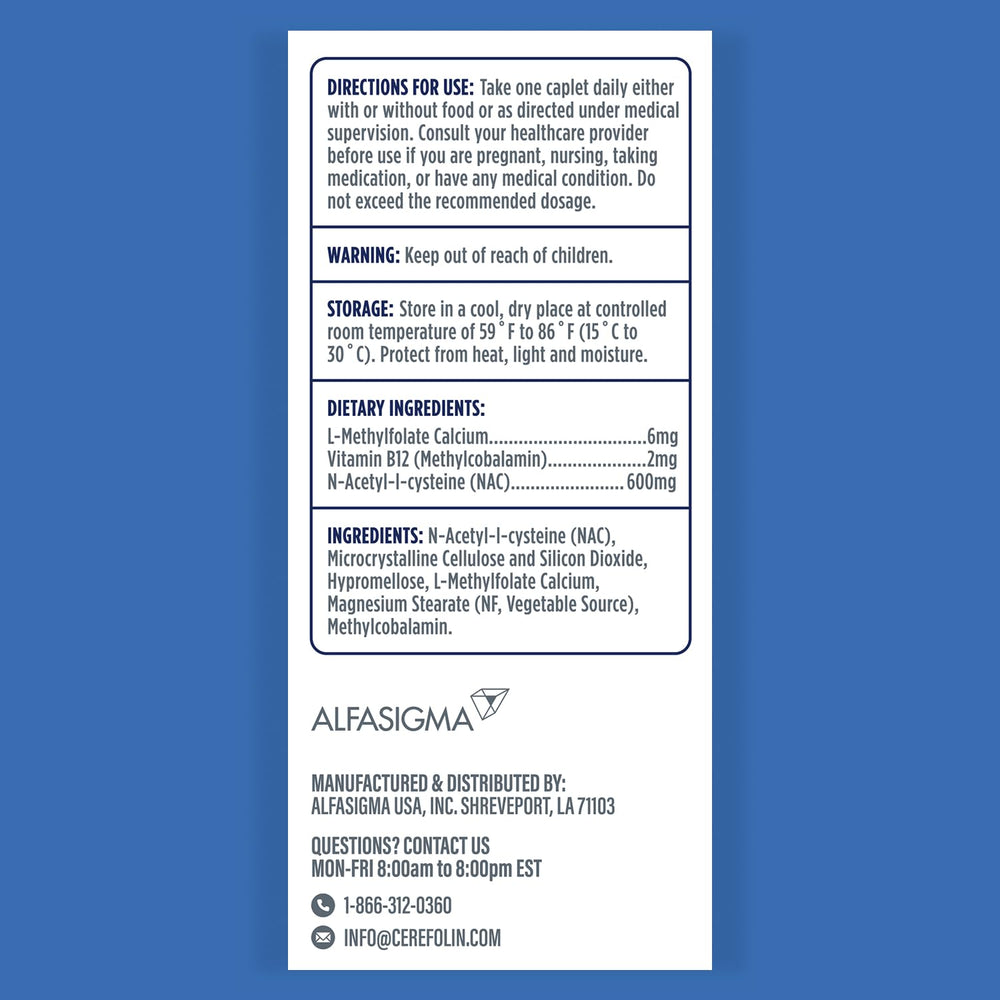 Cerefolin etiqueta con ingredientes clave para transparencia y confianza