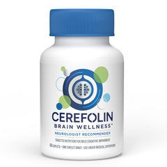 Cerefolin frasco frontal mostrando la etiqueta y el complemento nutricional