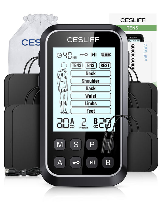 CESLIFF dispositivo frontal mostrando controles y diseño portátil, facilita uso personal