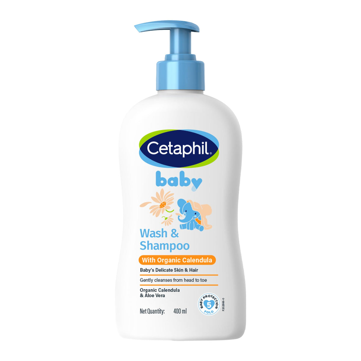 Cetaphil frasco frontal con caléndula mostrando diseño y uso diario