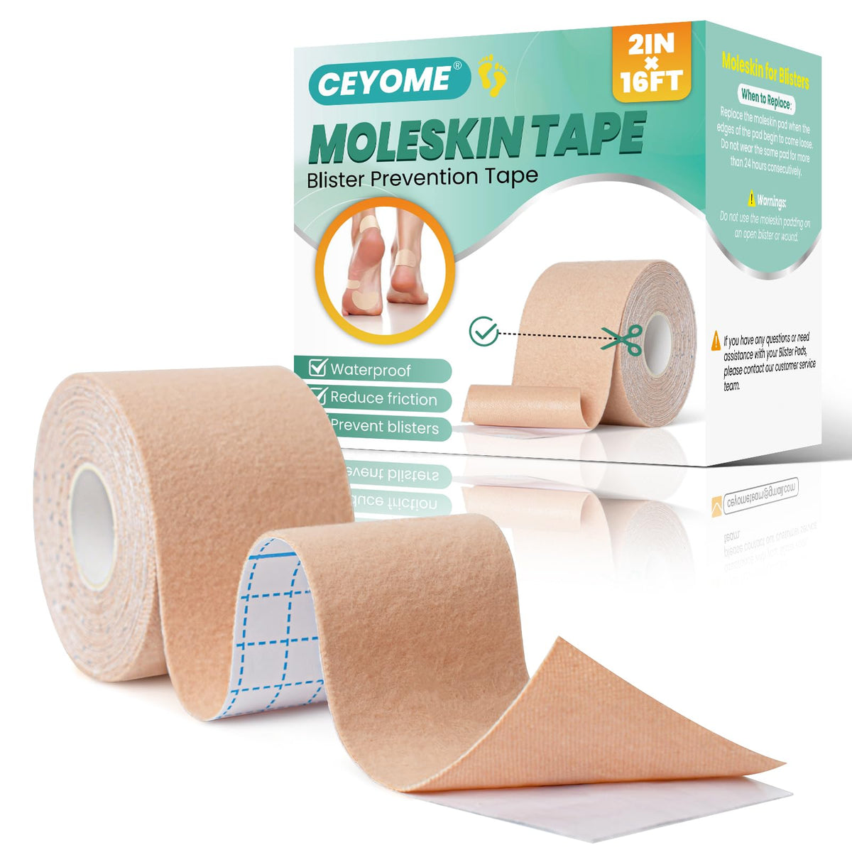 CEYOME caja frontal mostrando el rollo y el tamaño práctico