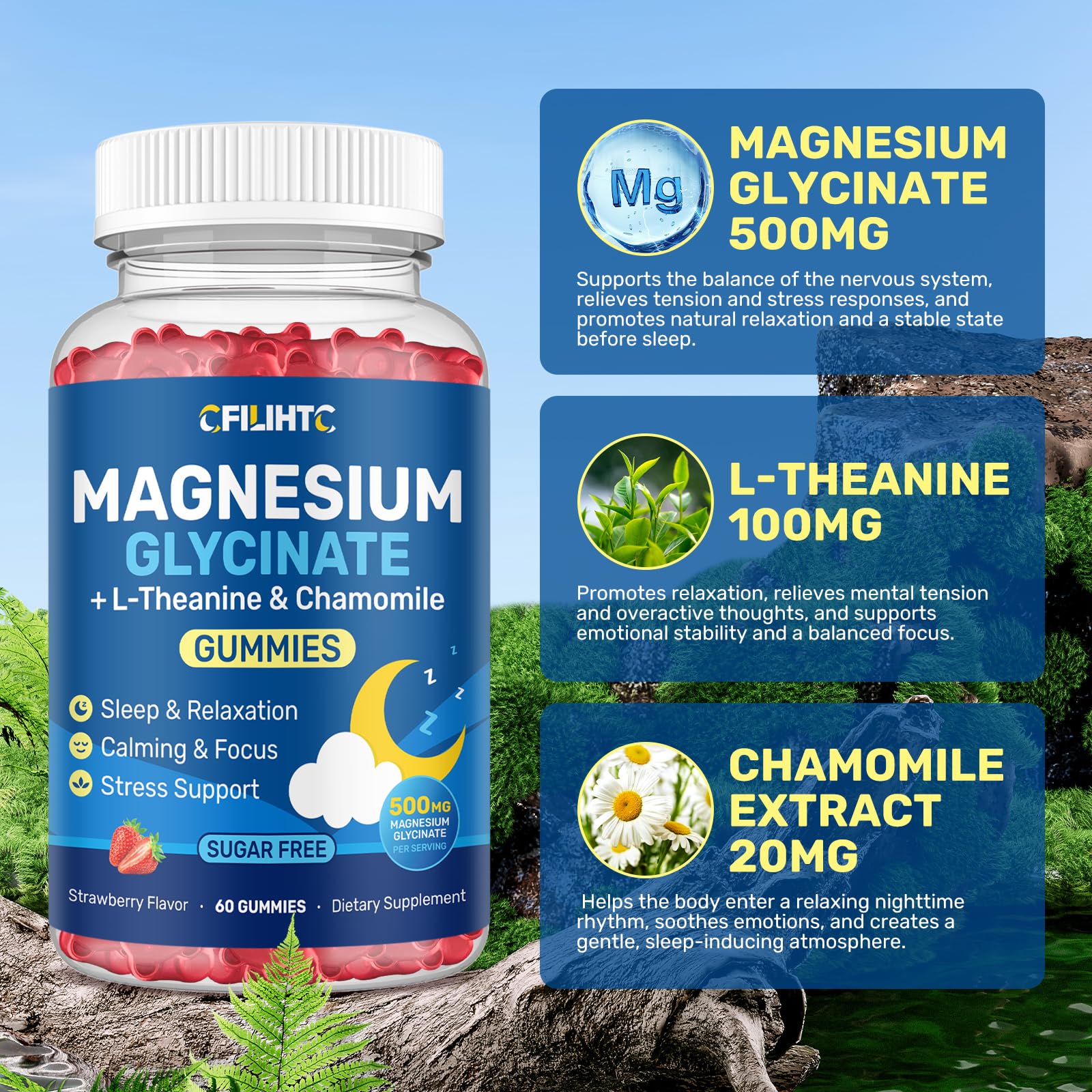 CFILIHTC etiqueta de ingredientes destacando magnesio glicinato y L‑teanina