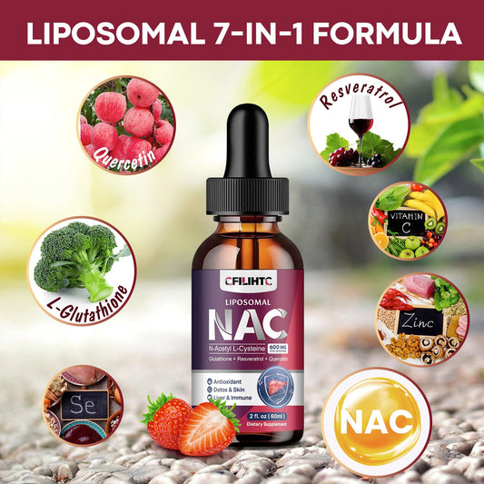 Gotero CFILIHTC Liposomal NAC mostrando la textura líquida fácil de dosificar